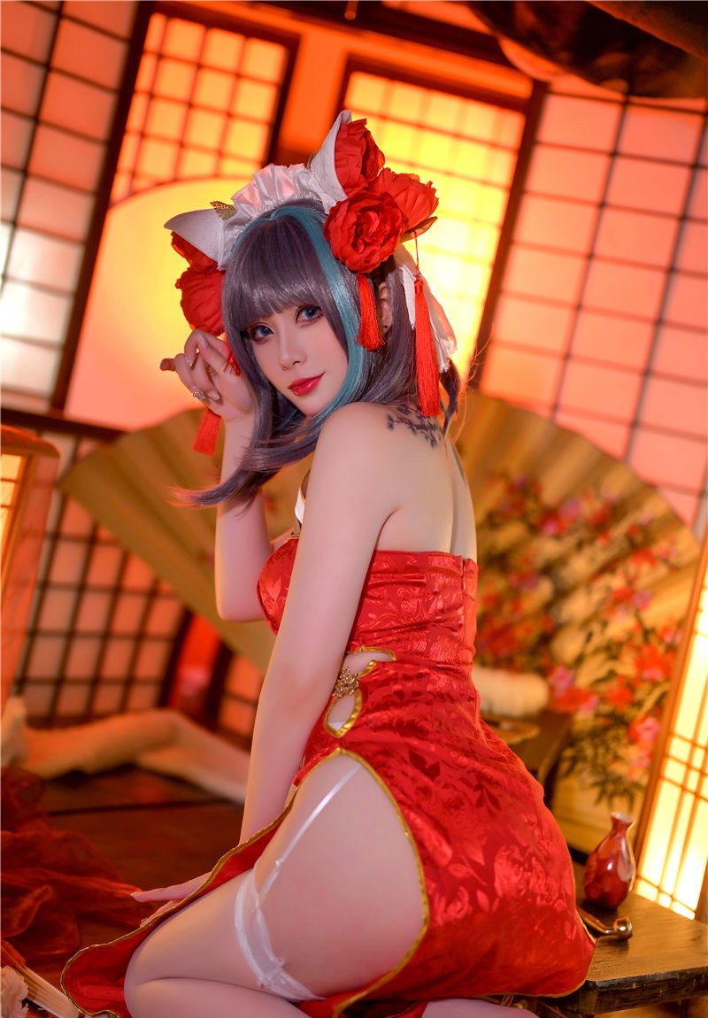 Zyra秋 碧蓝航线 柴郡 红旗袍[20P-177M]