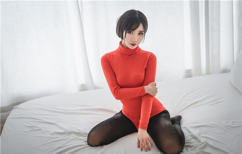 面饼仙儿 皮裤练题红毛衣[20P-290M]