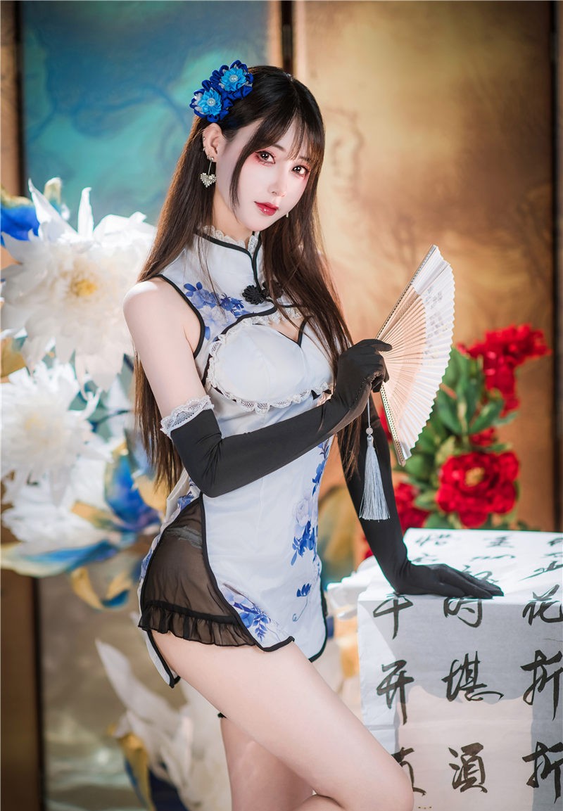 羽生三未 瓶儿 青花瓷旗袍[25P-307MB]